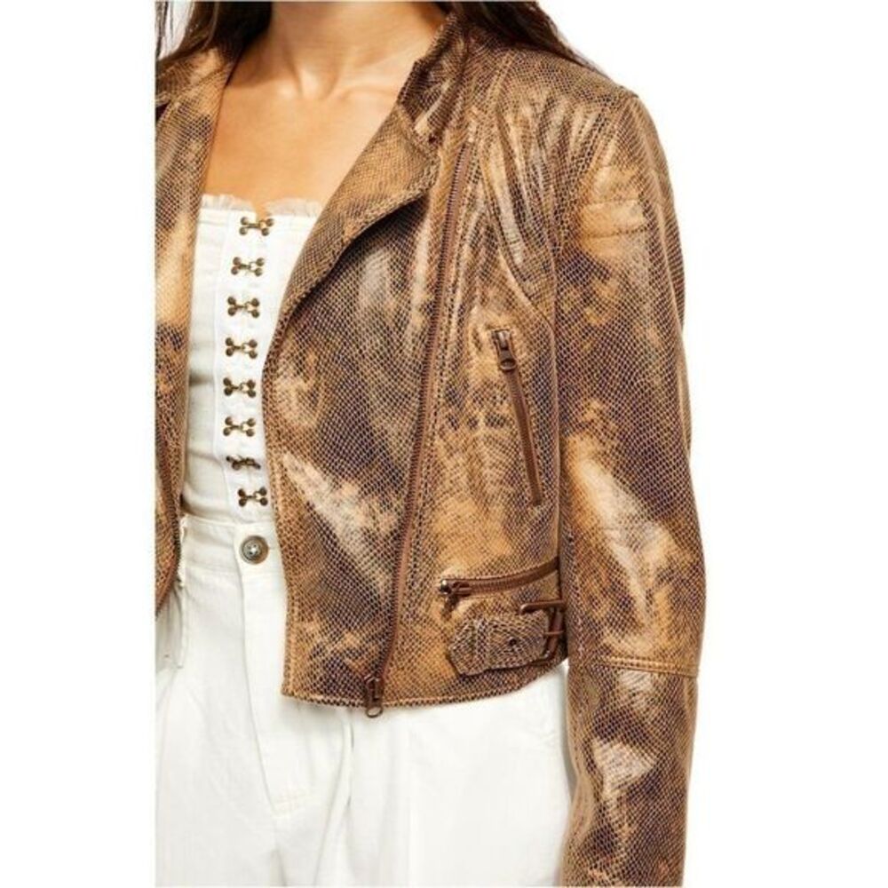 Free People NEW Faux Vegan-Leather Moto Jacket XS - Picture 4 of 7